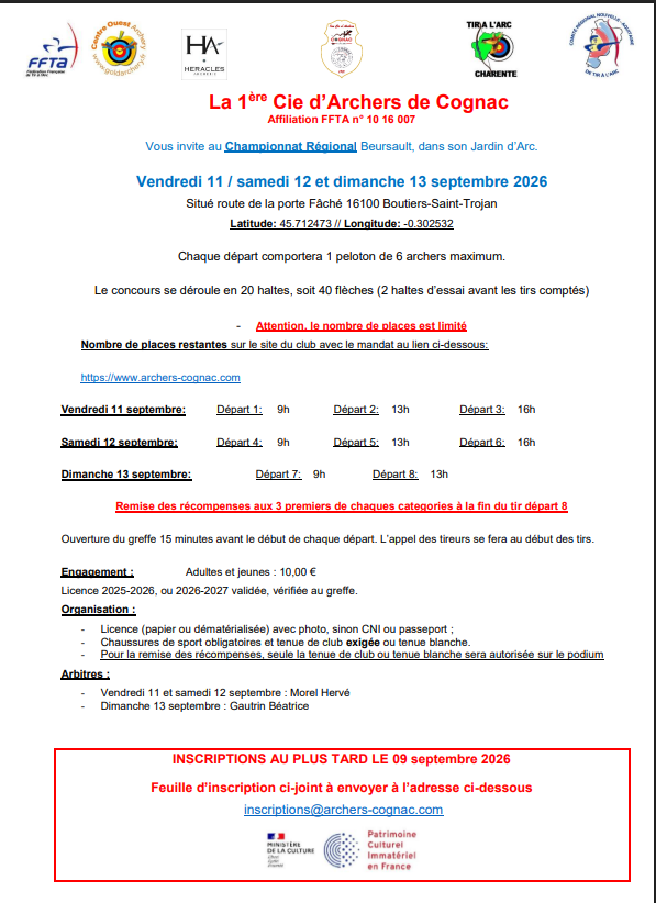 CR Beursault Cognac 11-12 et 13/09/2026